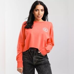 Billabong Women's Bright Coral Cropped Sweatshirt NWT Size Small $70